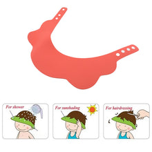 Baby bathing hat with adjustable fit, preventing water from entering eyes and ears.