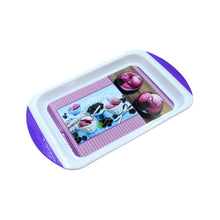 Plastic tray, medium size, ideal for kitchen and general purposes.