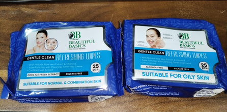 Beautiful Basics Normal & Oily Skin Face Wipes (2 Pkts x 50 Pcs Wipes)