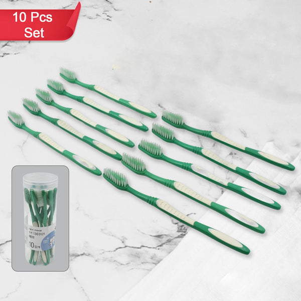 Plastic Toothbrush With Plastic Round Box for Men and Women, Kids, Adults Plastic Toothbrush (10 pcs Set) 