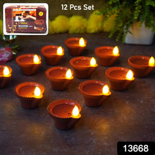 Water Sensor Diyas for Diwali Decoration (12 Pcs Set)