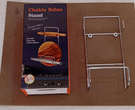 Chakla Belan Chimta Stand Rolling Pin Board Tong Holder Silver Stainless Steel Multi-Purpose Rack for Kitchen (1 Pc )