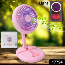 USB Rechargeable Portable Fan With LED Light Heavy Duty & Foldable Fan With Charging Port Home, Outdoor, Temple